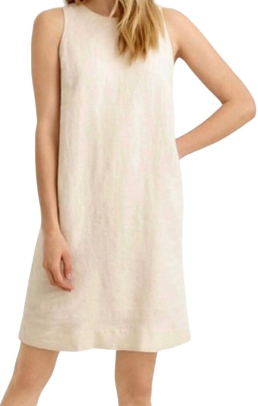 J. Crew beau champs linen shift dress button back Small